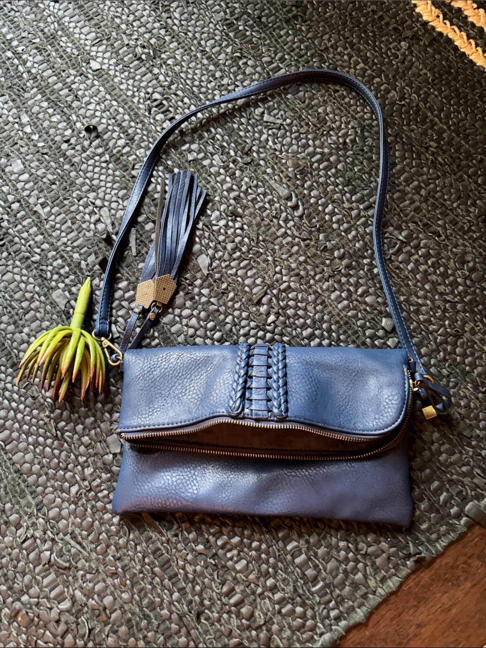 Charming Charlie Navy Crossbody Bag with Tassel Charm